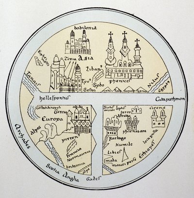 11世紀ライプツィヒ写本の世界地図 作： Unknown artist
