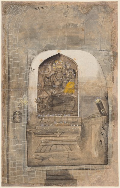 神社内のシヴァとパールヴァティの石像の崇拝 作： Unknown artist