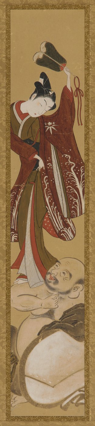布袋の肩に立つ青年 作： Unknown artist