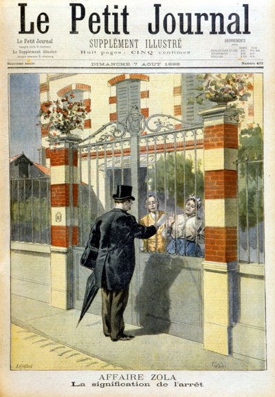 ゾラ事件 判決文の送達表紙 Le petit Journal, 7/8/1898. 作： Unknown artist