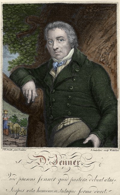 エドワード・ジェンナー（1749-1823）は、天然痘の免疫を発見したイギリス人医師です。 作： Unknown artist