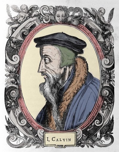フランスの宗教改革者・作家であるジャン・カルヴァン（1509-1564）の肖像。 作： Unknown artist