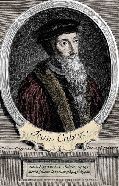 フランスの宗教改革者・作家であるジャン・カルヴァン（1509-1564）の肖像。 作： Unknown artist