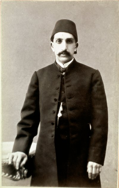 オスマン帝国。スルタン・アブドゥルハミド2世（Abd ul Hamid, Abd-ul-Hamid, Abdulhemit, Abdul Hamid, Abd al-Hamid, Abd al-Hamid）（1842-1918）の肖像」写真。アンカラ、トルコ歴史協会、トルコ 作： Unknown photographer