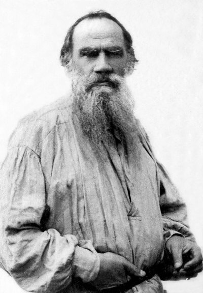 ロシアの作家、レオン・トルストイ（1828-1910）の肖像。 作： Unknown photographer