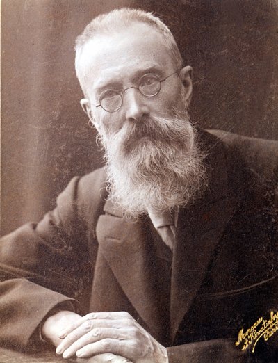 ロシアの作曲家、ニコラス（ニコライ）・リムスキー・コルサコフ（リムスキー・コルサコフ）（1844-1908）の肖像。19世紀の写真。 作： Unknown photographer