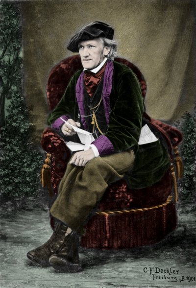 作曲家リヒャルト・ワーグナー（1813-1883）の肖像（スイス、ルツェルンのヴィラ・トリブシェンにて）。 作： Unknown photographer