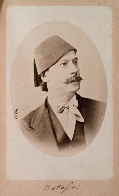イタリアの指揮者、コントラバス奏者、作曲家ジョヴァンニ・ボッテジーニ（1821-1889）の肖像。19世紀 ボローニャ市立図書館 音楽文献博物館 作： Unknown photographer