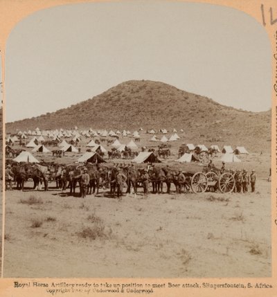 Royal Horse Artillery、Slingersfontein、ボーア戦争、1899年頃（写真、立体視） 作： Unknown photographer