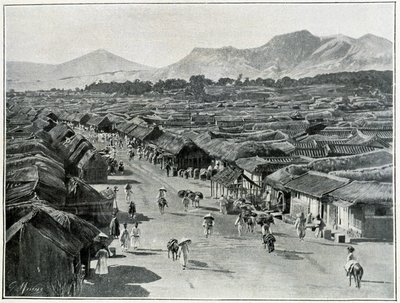 19世紀の韓国の首都、ソウルのメインストリートの風景 作： Unknown photographer