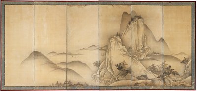 山道の旅人のいる風景 作： Unkoku Toyo