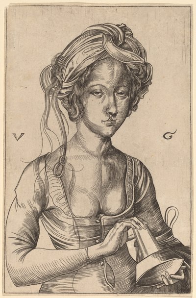 逆さランプを持つ愚かな乙女の胸像 作： Urs Graf I after Martin Schongauer