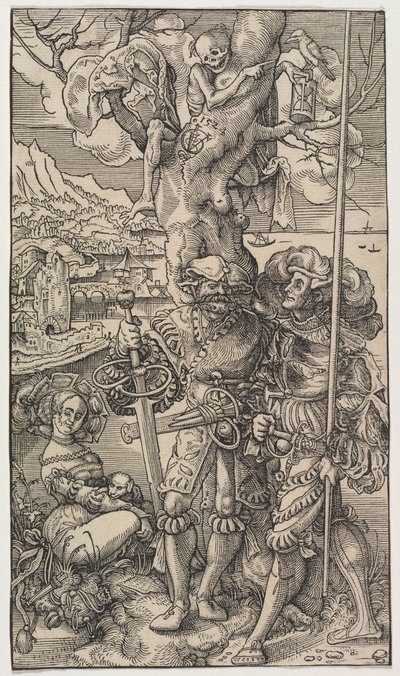 傭兵と木に死を伴う女性、1524年。 作： Urs I Graf