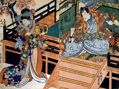 四季のながめ丸にいのトシ、トシ役、「四季」のシーン 作： Utagawa Kunisada