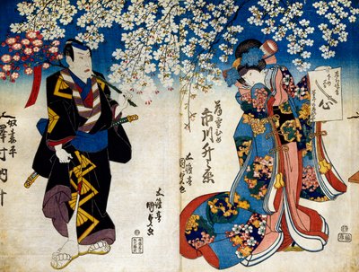 四季のながめ丸にいのトシ、トシ役、「四季」のシーン 作： Utagawa Kunisada