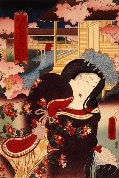 花の宴番匠 葛城源氏見立て八景の内」1808～58年頃 作： Utagawa Kunisada