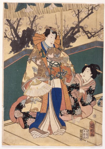 春色：屋敷の獅子舞 (春色屋形の獅子舞) 作： Utagawa (1835 1888) Kuniaki
