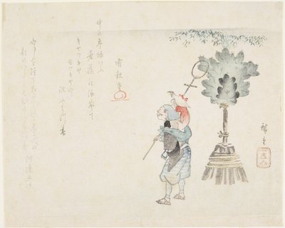 （モンキーリーダー）、c。 1848 作： Utagawa Hiroshige