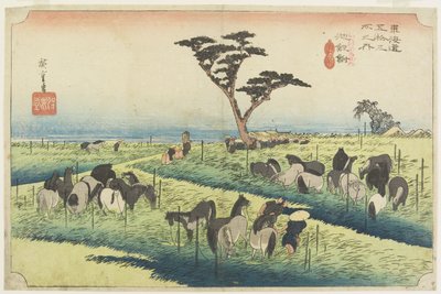 四月の馬フェア、知立_、c。 1833 作： Utagawa Hiroshige