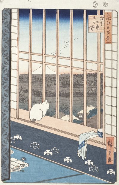浅草水田と江戸百景鳥の町まつり1857年（色木版画） 作： Utagawa Hiroshige