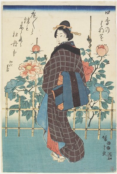 牡丹園の美しさ、1847-1852 作： Utagawa Hiroshige