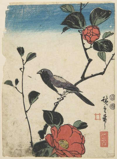 チェリーブランチの鳥、1847-1852 作： Utagawa Hiroshige