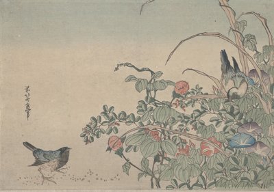 アサガオとレスペデザのブルーバード、1833年頃 作： Utagawa Hiroshige