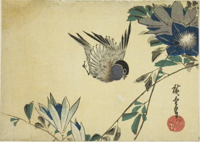 ウソとクレマチス 作： Utagawa Hiroshige