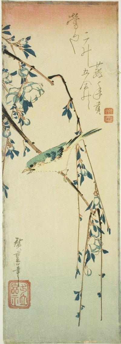 梅の枝にウグイス 作： Utagawa Hiroshige