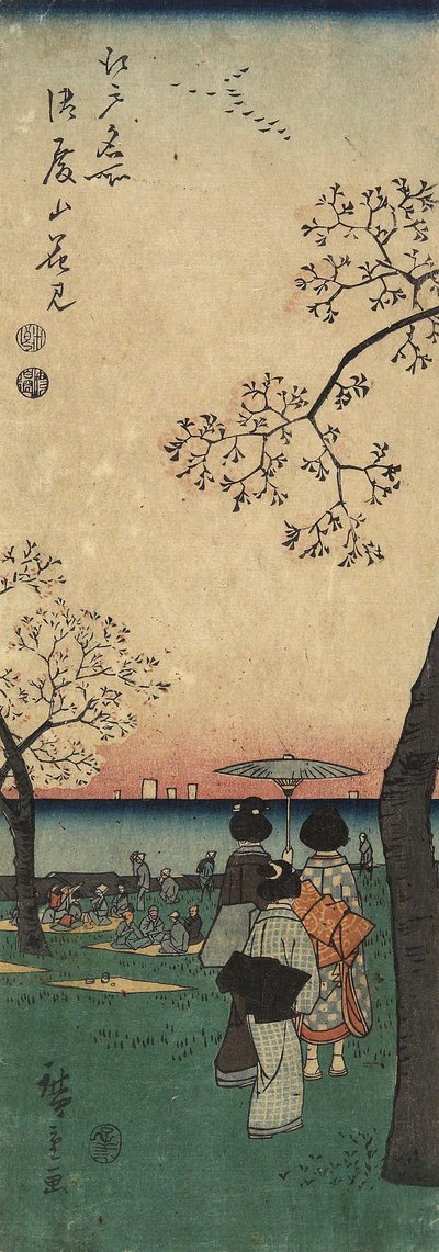 1852年3月、御殿山でのお花見 作： Utagawa Hiroshige