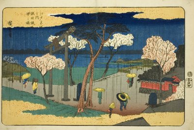 チェッｒｙ ＢぉっそＭＳ 員 ライン あｔ テェ 墨田 絵ｍ版ｋ面ｔ （墨田 づつみ ウチュ の 桜）、 ｆろｍ テェ セリエｓ ”ファもうｓ Ｐァ背ｓ 員 江戸 （江戸 名所 の うち）” 作： Utagawa Hiroshige