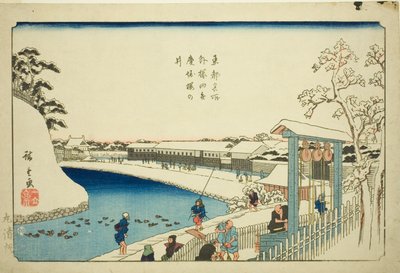 Cherry Well on the Benkei Moat outside Sakurada (Soto Sakurada Benkeibori sakura no i), from the series "Famous Places in the Eastern Capital (Toto meisho)" 作： Utagawa Hiroshige