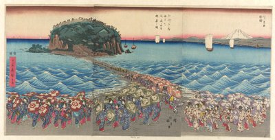 Ｃろｗｄ ヴィ師ちんｇ 弁財天 Ｓｈリネ あｔ 江ノ島 員 相模 Ｐロヴィんせ （粗酒 江ノ島 弁財天 快著 参詣 群衆 の 図） 作： Utagawa Hiroshige