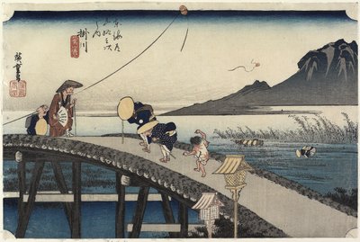 掛川のアキバ山遠景c。 1833 作： Utagawa Hiroshige
