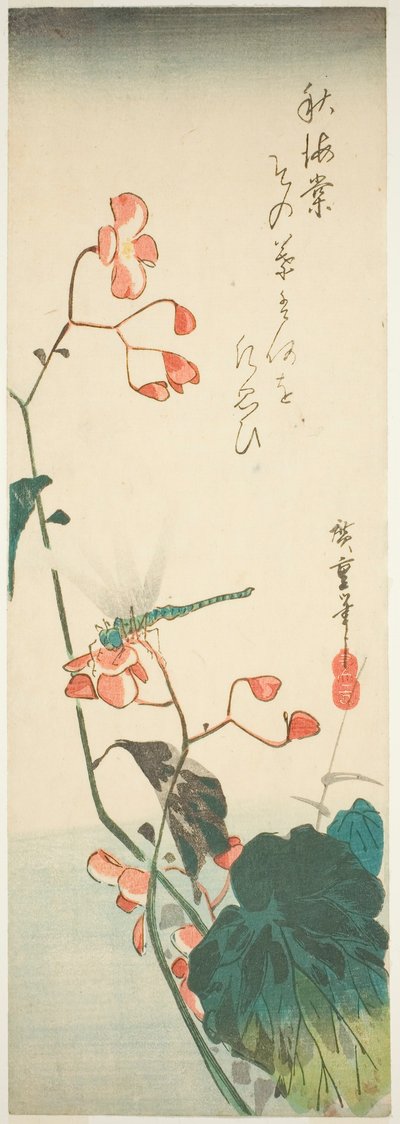 トンボとベゴニア 作： Utagawa Hiroshige
