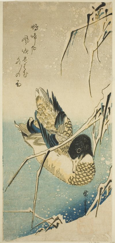 雪の中のカモ 作： Utagawa Hiroshige
