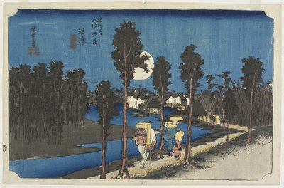 夕暮れシーン、沼津、c。 1833 作： Utagawa Hiroshige