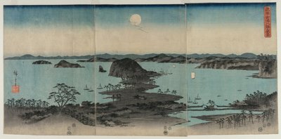 金沢の夜景、1857年。 作： Utagawa Hiroshige