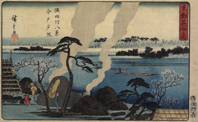イブニンググローとイマドc。 1840-1842 作： Utagawa Hiroshige