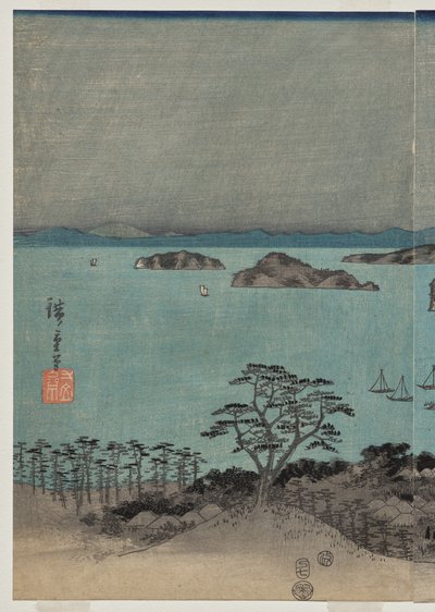武蔵国満月の金沢近郊八景夕景 作： Utagawa Hiroshige