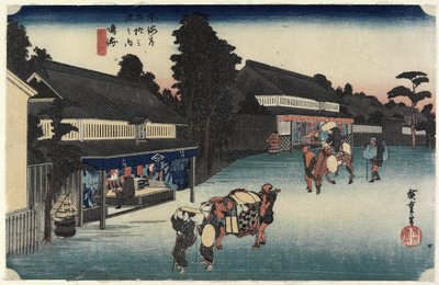 Famous Cloth of Arimatsu, Narumi, c. 1833 作： Utagawa Hiroshige
