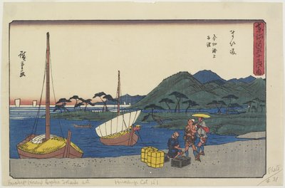 1841〜1842年、マイサカのイマギリビーチのフェリーポート 作： Utagawa Hiroshige