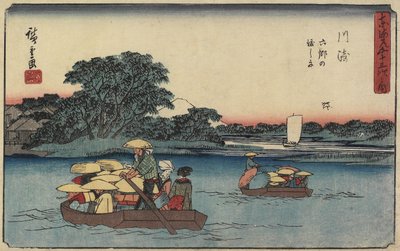 Ferry at Rokugo_, Kawasaki, 1841-1842 作： Utagawa Hiroshige