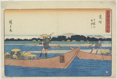 Ferry on the Tenryu_ River at Mitsuke, 1841-1842 作： Utagawa Hiroshige