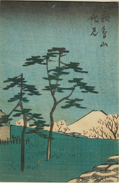 飛鳥の丘の花見（飛鳥山花見） 「名所江戸名所切絵（はりまぜことめいしょう）」の一部 作： Utagawa Hiroshige