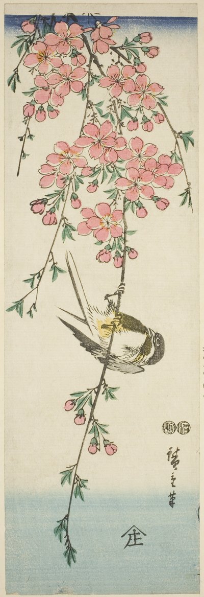 シジュウカラと桜 作： Utagawa Hiroshige