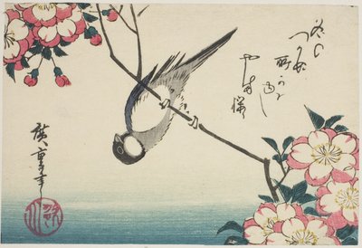 桜の枝にシジュウカラ 作： Utagawa Hiroshige