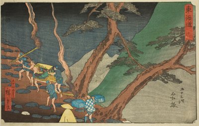 箱根：夜の松明との旅（箱根、よなか松明鳥） 11、連載「東海道五十三次」より 作： Utagawa Hiroshige