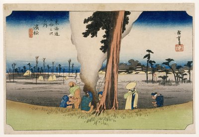 東海道五十三次浜松c.1834（版画カラープリント） 作： Utagawa Hiroshige