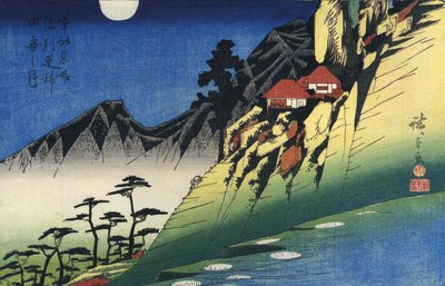 広重 山にかかる月 作： Utagawa Hiroshige